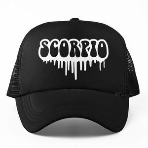 🆕SCORPIO Drip Zodiac Black Foam Trucker Hat Mesh Snapback Cap